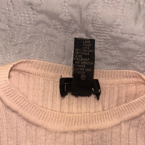 Cream Ribbed Short Sleeve Sweater - Picture 5 of 5